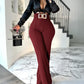 Metal Button Decor High Waist Pants Casual Slim Fit Strechy Business Pants