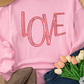 Pink LOVE Graphic Drop Shoulder Valentines Pullover Sweatshirt