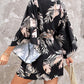 Leaf Print Button Front Drawstring Casual Dress