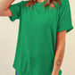 Bright Green Casual Plain Crew Neck Tee
