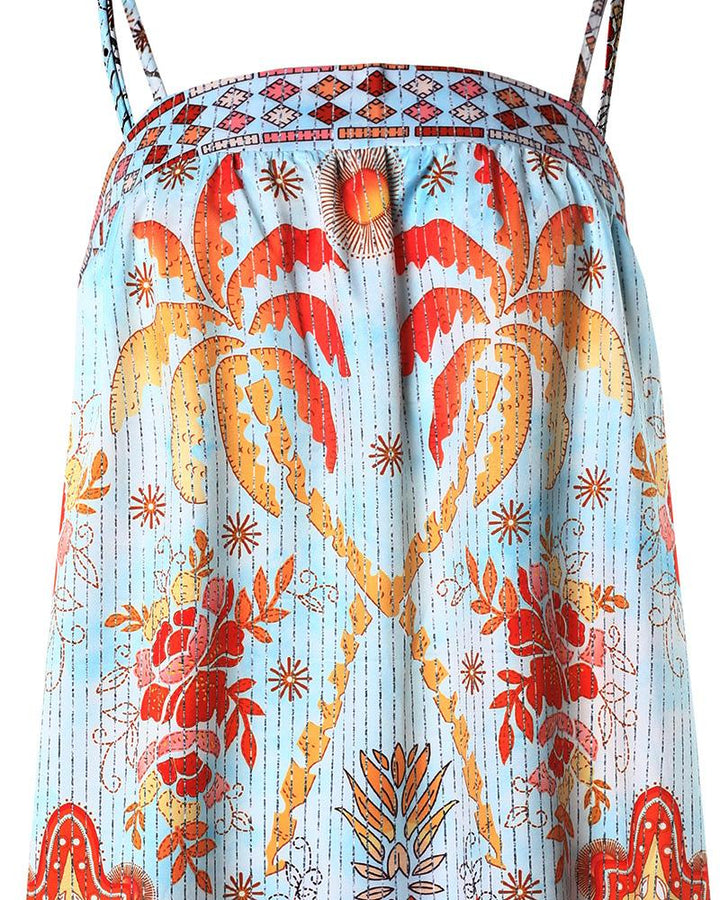 Coconut Tree Pineapple Print Cami Dress