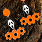 Orange Flower Ghost Halloween Acrylic Earrings