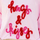 Pink Hugs and Kisses Pop Up Embroidered Raglan Sleeve Sweatshirt