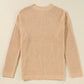 Apricot Cable Knit Drop Shoulder Side Slits Loose Sweater