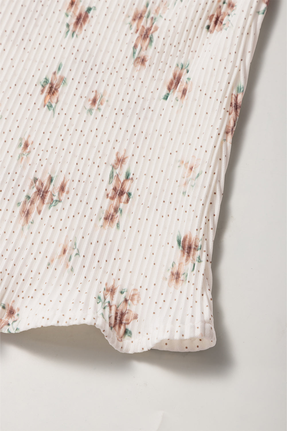 White Floral Pleated Big Bow Back Spaghetti Straps Tank Top