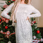 Silvery Sequin Long Sleeve Tie Waist Mini Dress