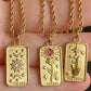 Gold Plated Tarot Card Rhinestone Deocr Valentiens Gift Necklace