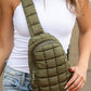 Four Leaf Clover Zipper Quilted Puffer Crossbody Bag