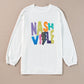 White Nashville Graphic Corded Oversized Sweatshirt