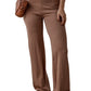 Straw Yellow High Waist Straight Leg Knitted Pants