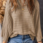 Brown Exposed Seam Ribbed Knit Dolman Top