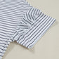 White Stripe Ruffled Short Sleeve Crew Neck T Shirt Shift Mini Dress