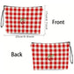 Fiery Red Cherry Plaid Print Wristlet Zipper Canvas Makeup Bag