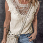 Apricot Guipure Lace Crochet Keyhole Back Tank Top