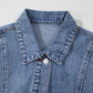 Ashleigh Blue Acid Wash Elastic Hem Button Up Denim Vest
