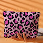 Bright Pink Leopard Print Corduroy Zipped Makeup Storage Bag