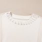 Beige Pearl Decor Crew Neck Half Sleeve Plus Size T Shirt