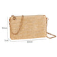 Oatmeal Straw Woven Zipper Chain Shoulder Bag