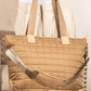 Camel Quiled Patchwork Large Tote Bag and Clutch 2pcs Set