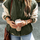 Mist Green Corduroy Fleece Patchwork Buttoned Bomber Jacket