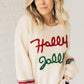 Beige Tinsel Holly Jolly Graphic Classic Sweater