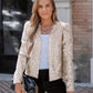 Sparkly Sequin Open Front Puff Sleeve Blazer Coat