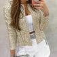 Sparkly Sequin Open Front Puff Sleeve Blazer Coat