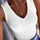 V Neck Sleeveless Ribbed Basics Knit Tank Top