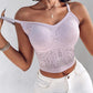 2 Pack Womens Lace V Neck Spaghetti Strap Bralette Camisoles Sexy Soft Crop Tank Top