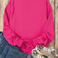 Strawberry Pink Cow & Sequin Double Heart Patch Graphic Sweatshirt
