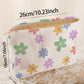 White Flower Print Rib Textured Large Cosmetic Bag