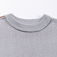 Gray Colorblock Bishop Sleeve Ribbed Trim Sweater