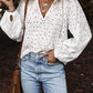 White Eyelet Embroidered Puff Sleeve V Neck Blouse