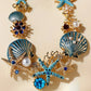 Light Blue Seashell Starfish Pearl Decor Alloy Adjustable Necklace