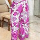 2 Piece Floral Print U Neck Spaghetti Strap Top High Waist Wide Leg Vacation Pants Set with Pocket