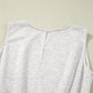 Light Grey Solid Color Crew Neck Drawstring High Waist Sleeveless Jumpsuit