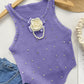 Floral Pattern Rhinestone Pearls Decor Knit Tank Top