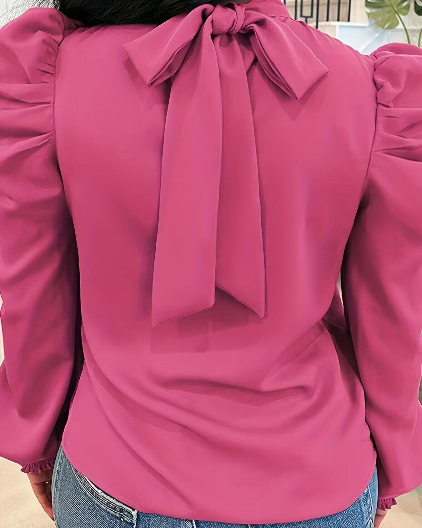 Tie Back Shirred Puff Sleeve Top