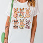 White Floral Bunny Graphic Crewneck Easter Fashion Tee