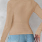 U Neck Long Sleeve Built In Bra Shirt Casual Seamless Slim Fit Top