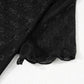 Black Bowknot Sheer Mesh Mock Neck Lettuce Trim Short Sleeve Top