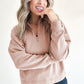 Smoke Gray Zipped Neck Pullover Drop Shoulder Sweatshirt