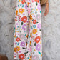Pink Boho Print Wide Leg High Waist Casual Pants