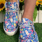 Dusk Blue Easter Rabbit Egg Print Lace-up Sneakers