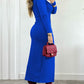 Long Sleeve Waist Twist Bodycon Slit Dress Casual Slim Fit Midi Dress