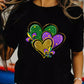 Black Fleur de Lis Heart Printed Mardi Gras T Shirt