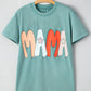 Sea Green MAMA Printed Mineral Wash Crewneck T Shirt