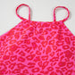 Rose Leopard Drawstring Side Tankini 2pcs Swimsuit