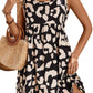 Black Leopard Print U Neck Sleeveless High Waist Dress