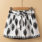 Black Tribal Geometric Print Belted High Waist Casual Shorts